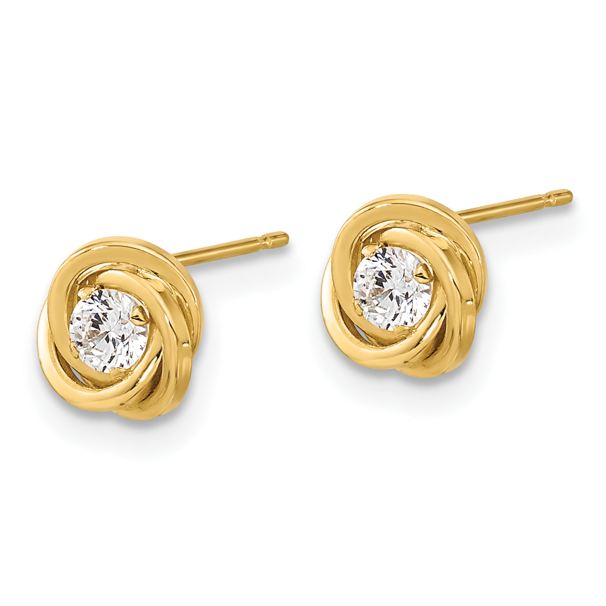 14k Polished CZ Love Knot Post Earrings Secondary image