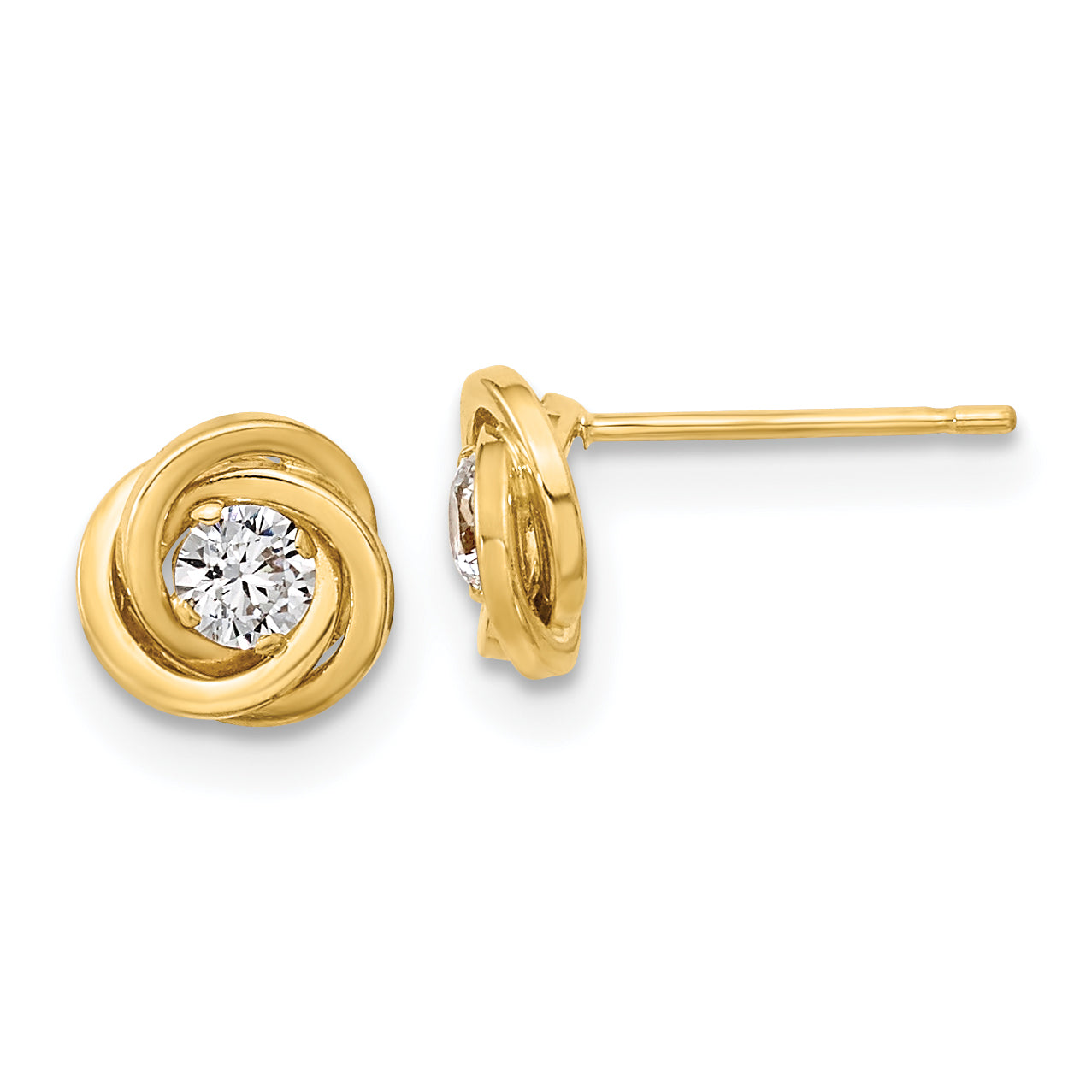 14k Polished CZ Love Knot Post Earrings Main image
