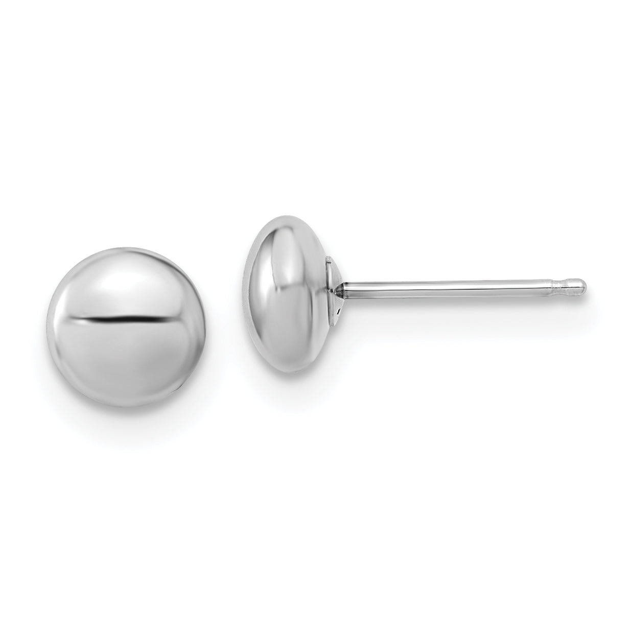 14k White Gold Polished Button Post Earrings Main image