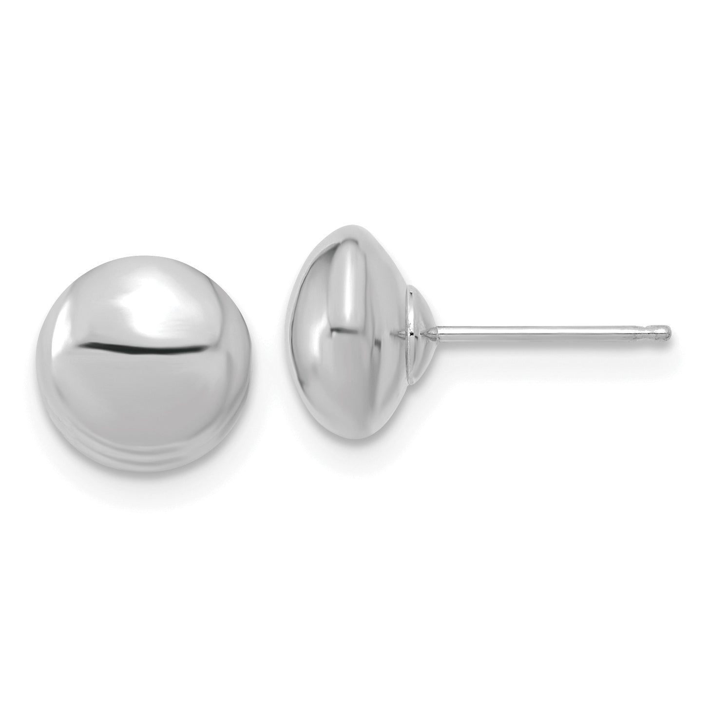 14k White Gold Polished Button Post Earrings Main image