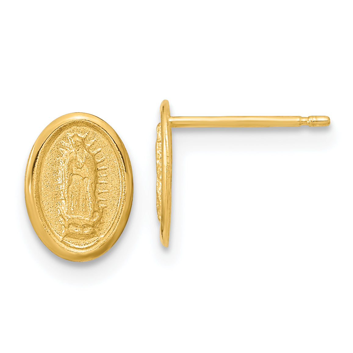 14k Polished Our Lady of Guadalupe Post Earrings Main image