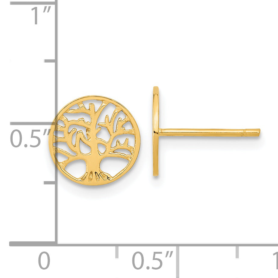 14k Round Tree Post Earrings