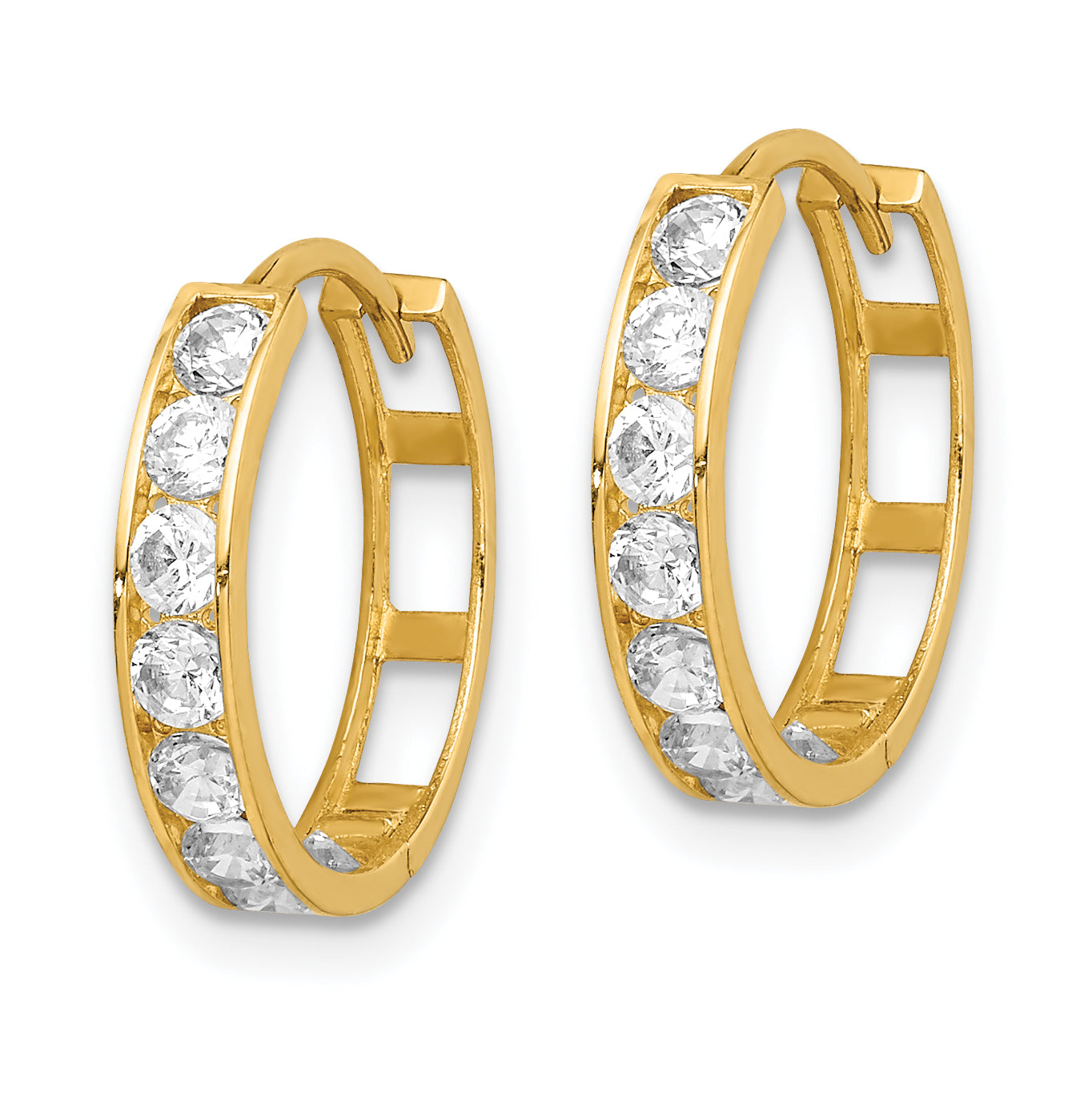 14K CZ Hinged Hoop Earrings Secondary image