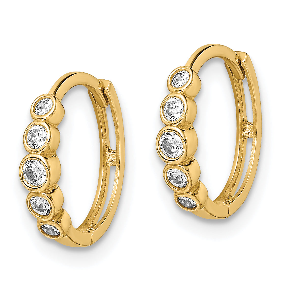 14K CZ Hinged Hoop Earrings Secondary image