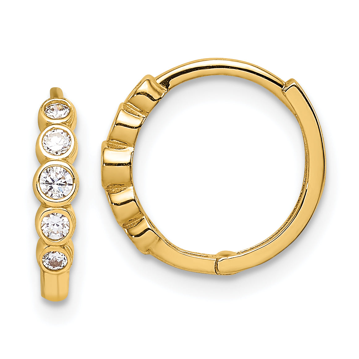 14K CZ Hinged Hoop Earrings Main image