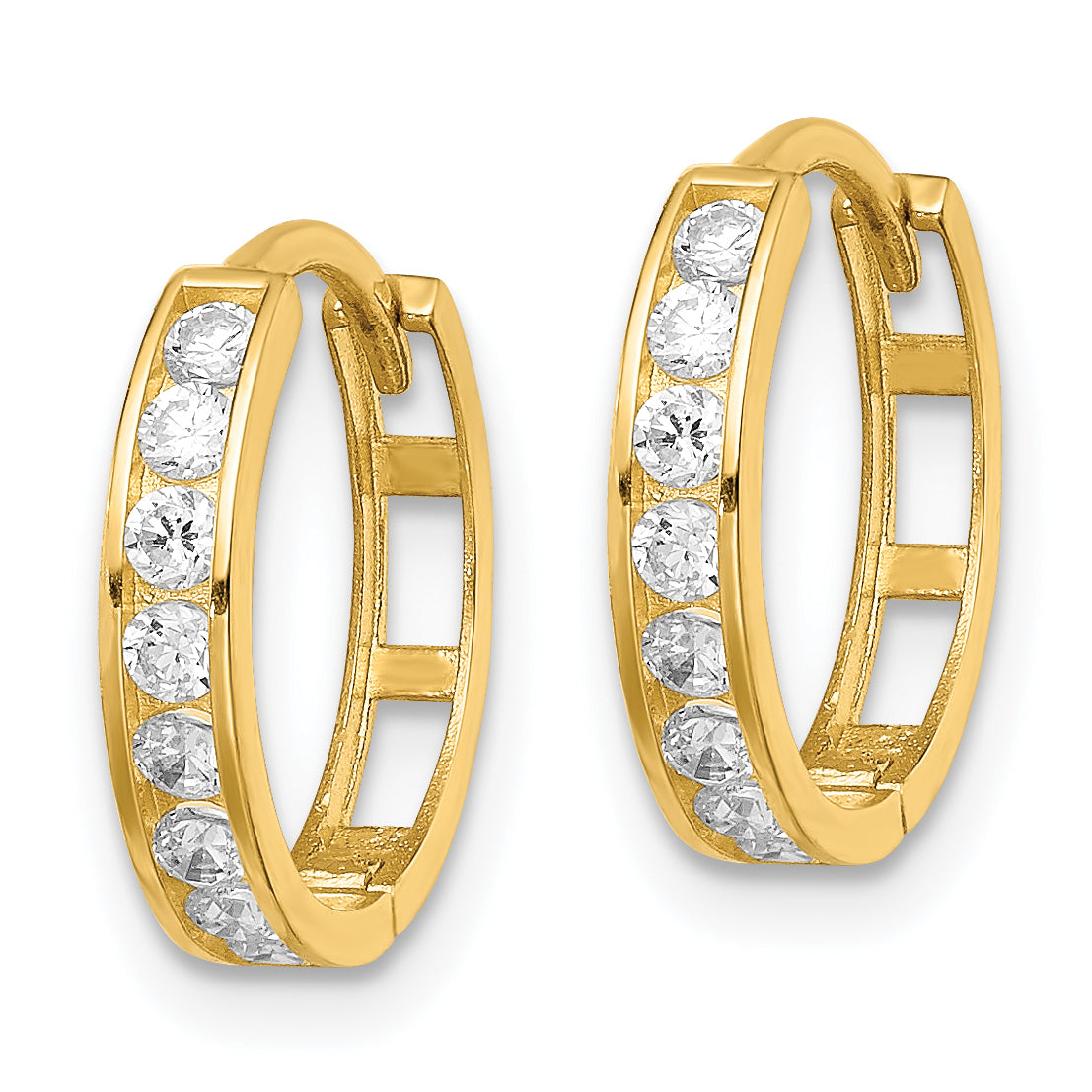 14K CZ Hinged Hoop Earrings Secondary image