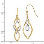 14K Two-tone Fancy Twisted Dangle Earrings