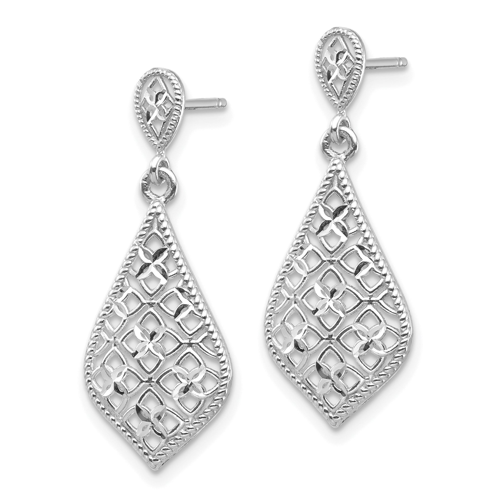 14K White Gold Dangle Earrings Secondary image