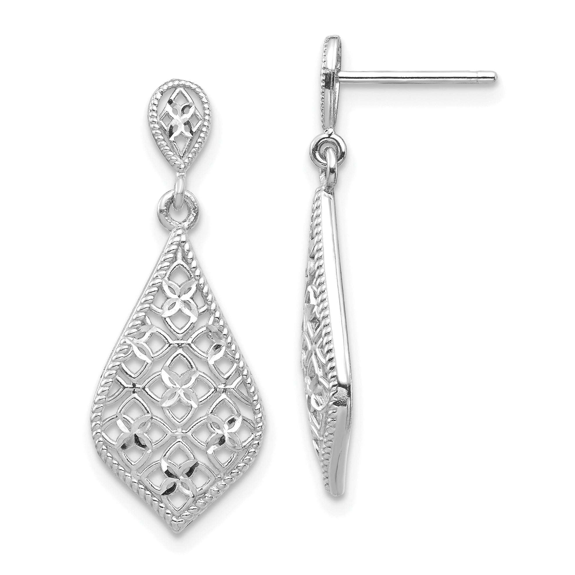 14K White Gold Dangle Earrings Main image