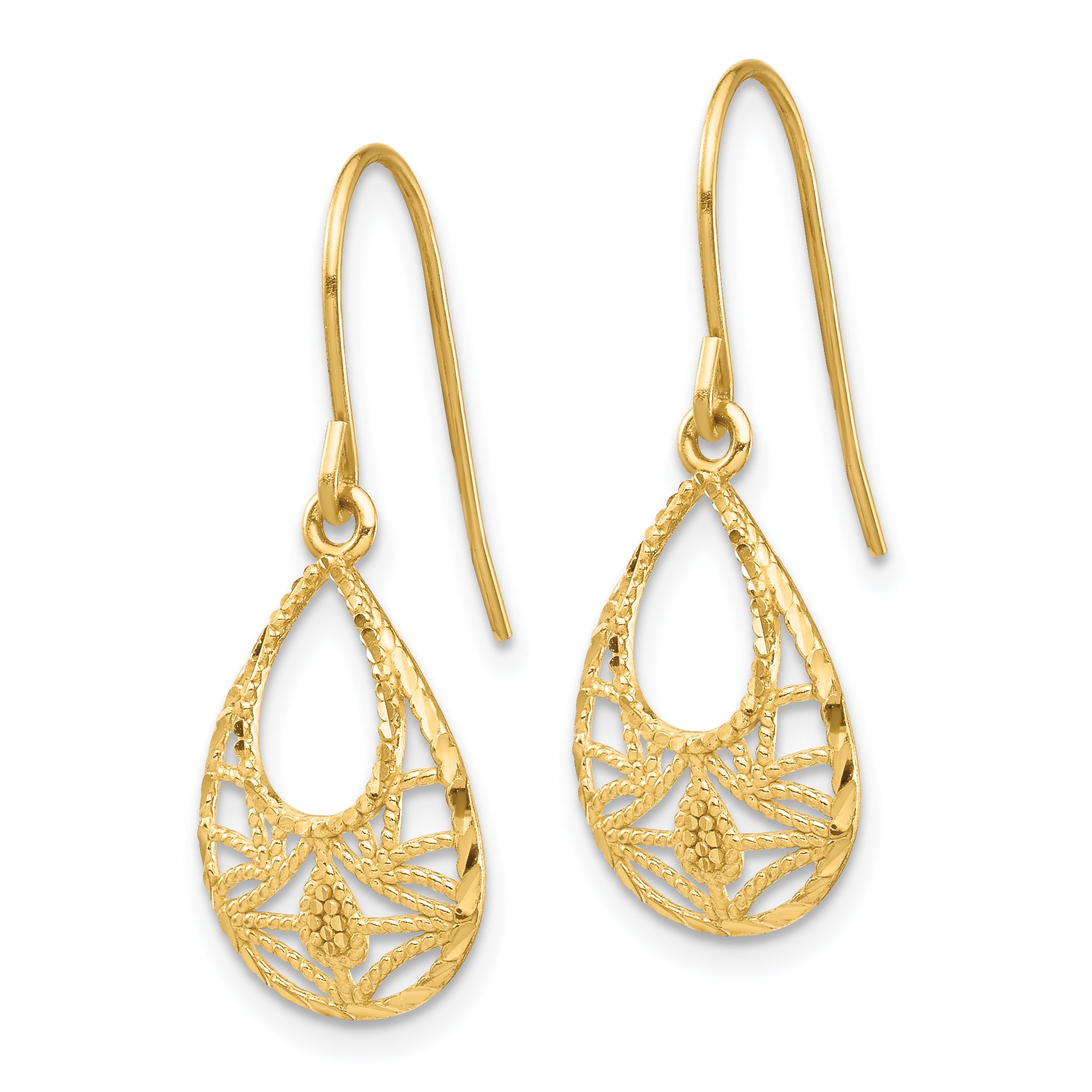 14K Diamond-cut Dangle Earrings Secondary image
