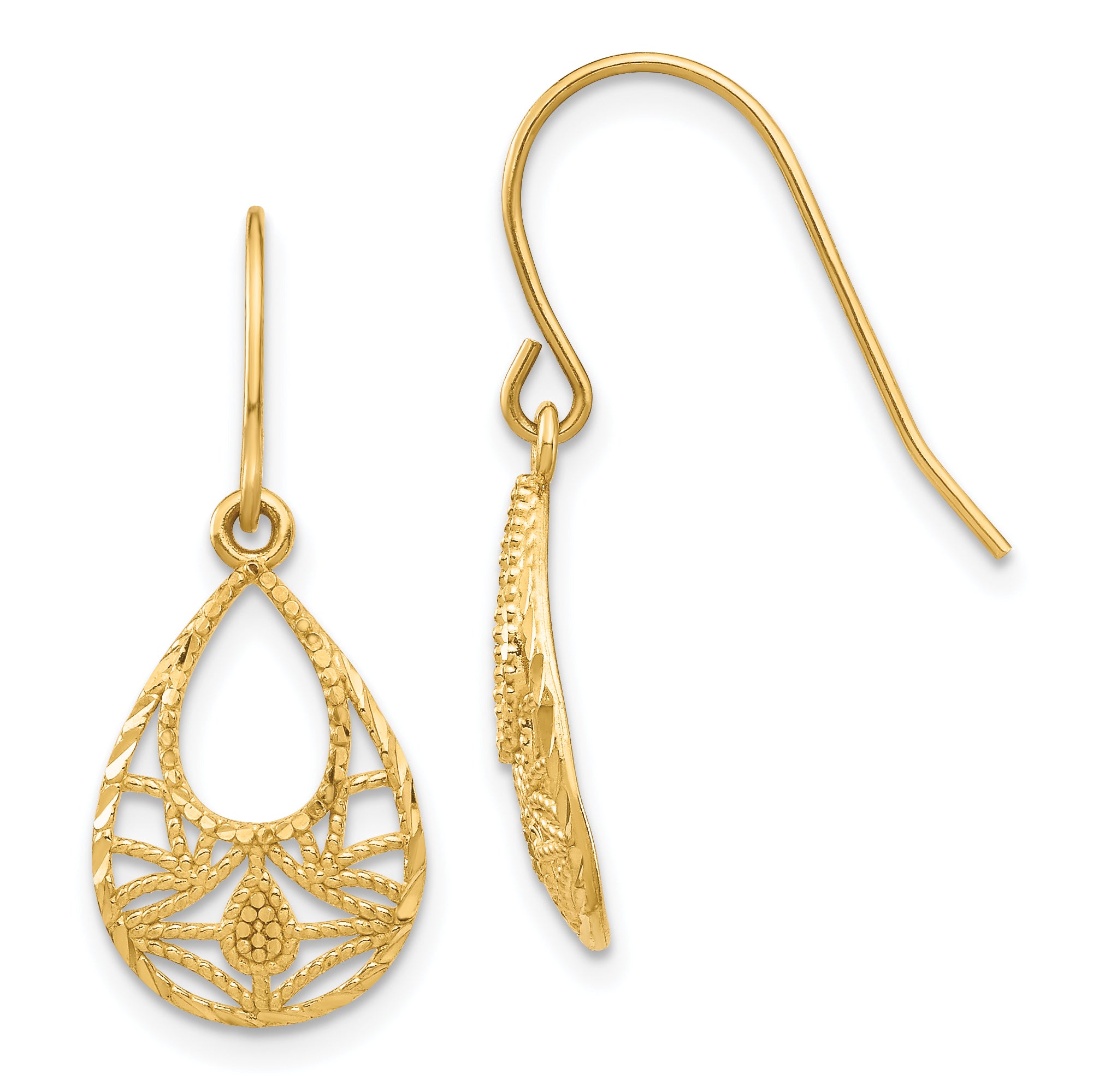 14K Diamond-cut Dangle Earrings