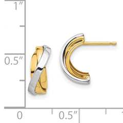 14k & White Rhodium Triple C-Hoop Post Earrings
