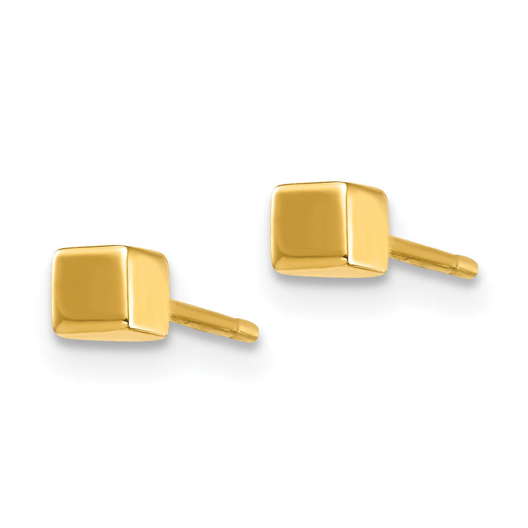 14K Square Stud Earrings Secondary image