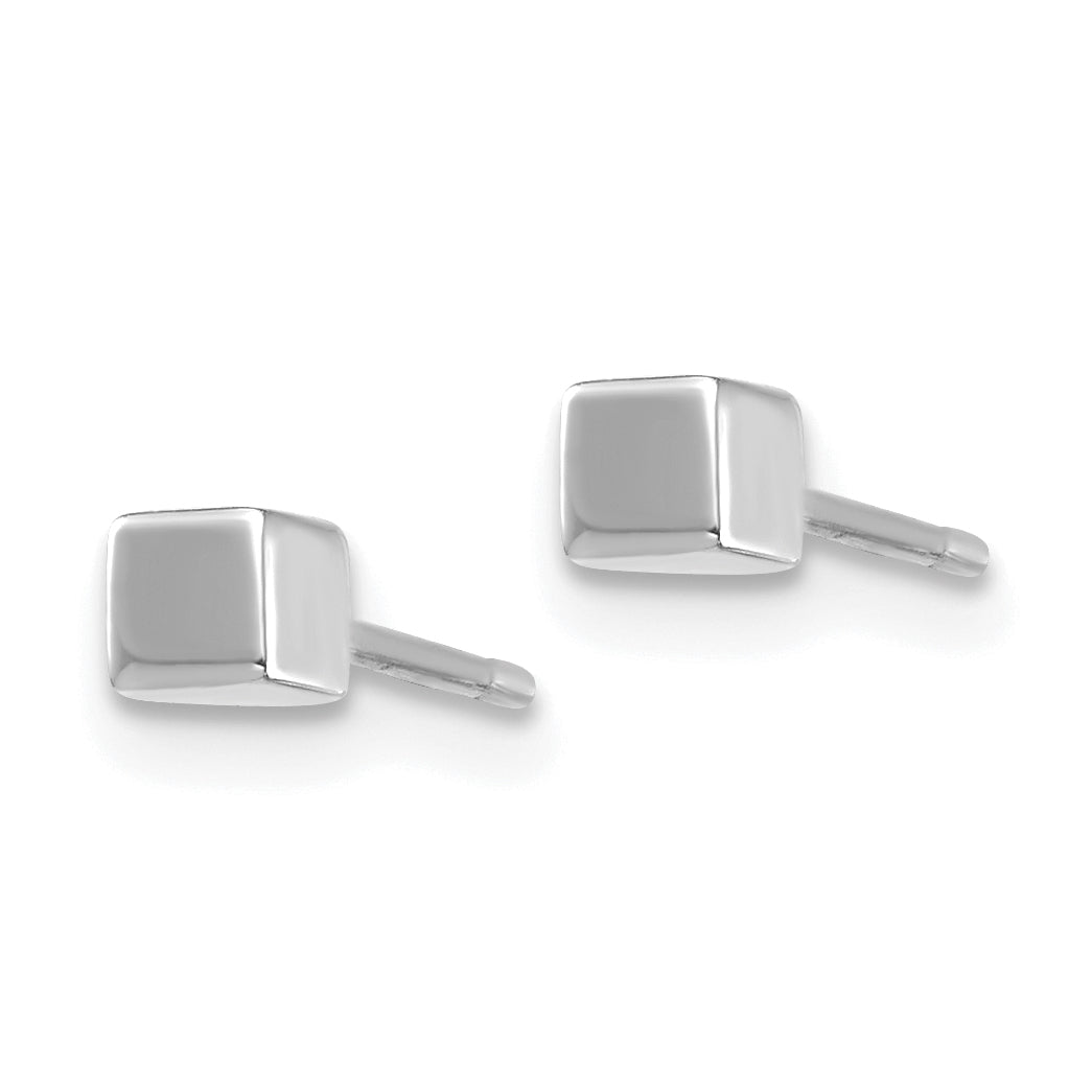 14K White Gold Square Stud Earrings Secondary image