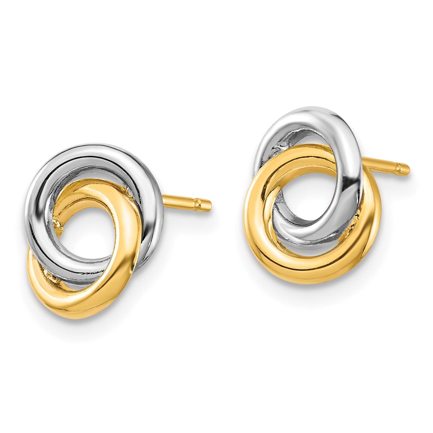 14k & White Rhodium Circles Post Earrings Secondary image