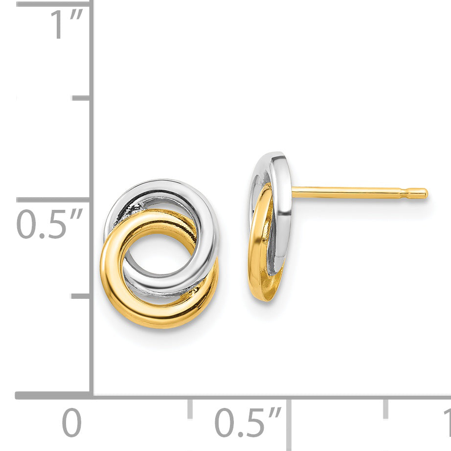 14k & White Rhodium Circles Post Earrings