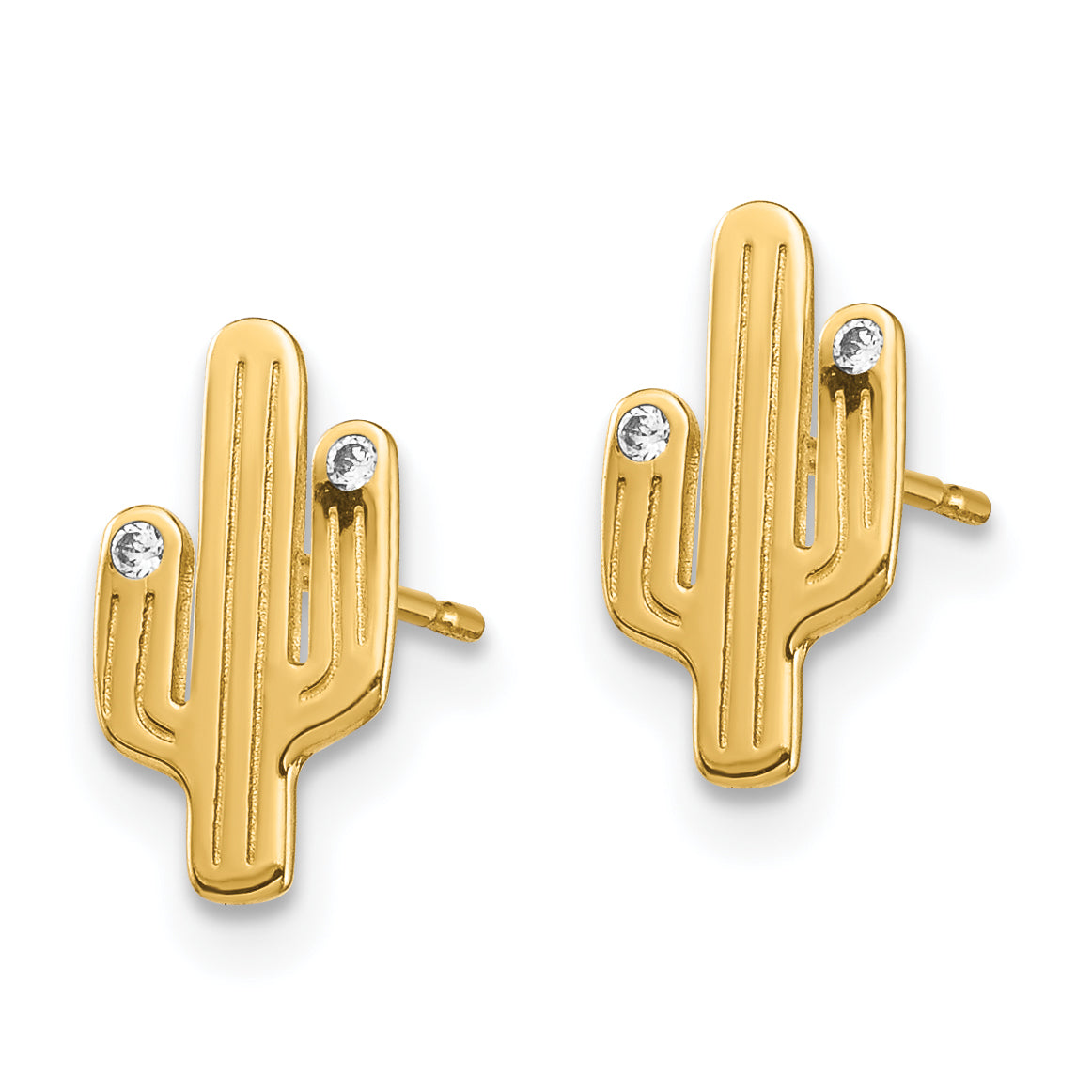 14K Cactus CZ Stud Earrings Secondary image