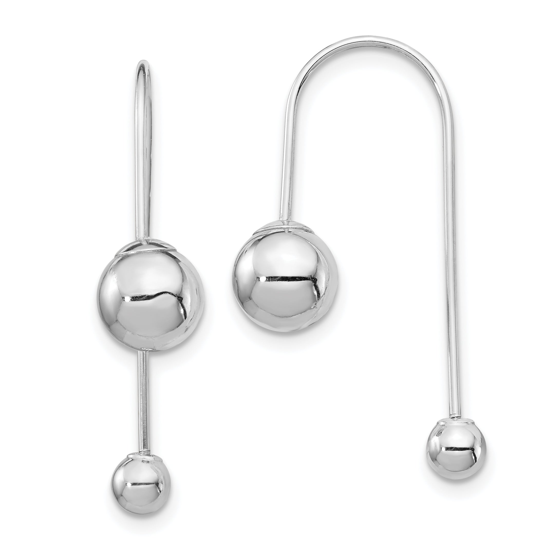 14K White Gold Bead w/Screw End Threader Earrings Main image