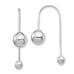 14K White Gold Bead w/Screw End Threader Earrings