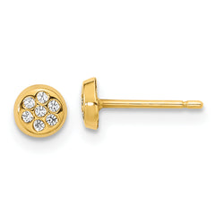 14K Polished CZ Circle Post Earrings