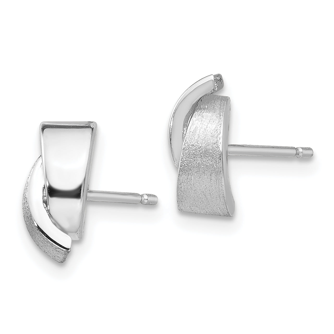 14k White Gold Polished & Satin Fancy Post Earrings Secondary image