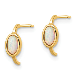 14k Created Opal J-Hoop Post Earrings