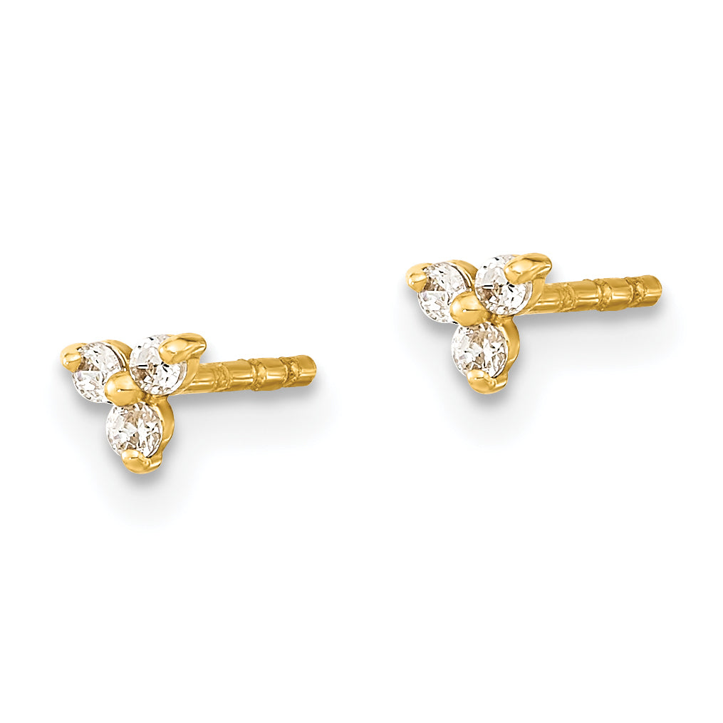 14K Polished CZ Triangle Post Earrings