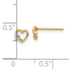 14k CZ Heart Post Earrings