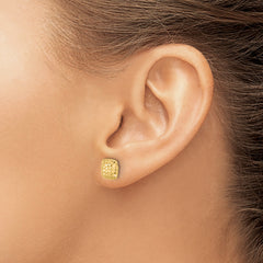 Elegant 14K Gold Diamond-Cut Square Post Earrings