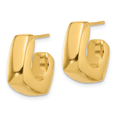14K Polished Square J-Hoop Post Earrings