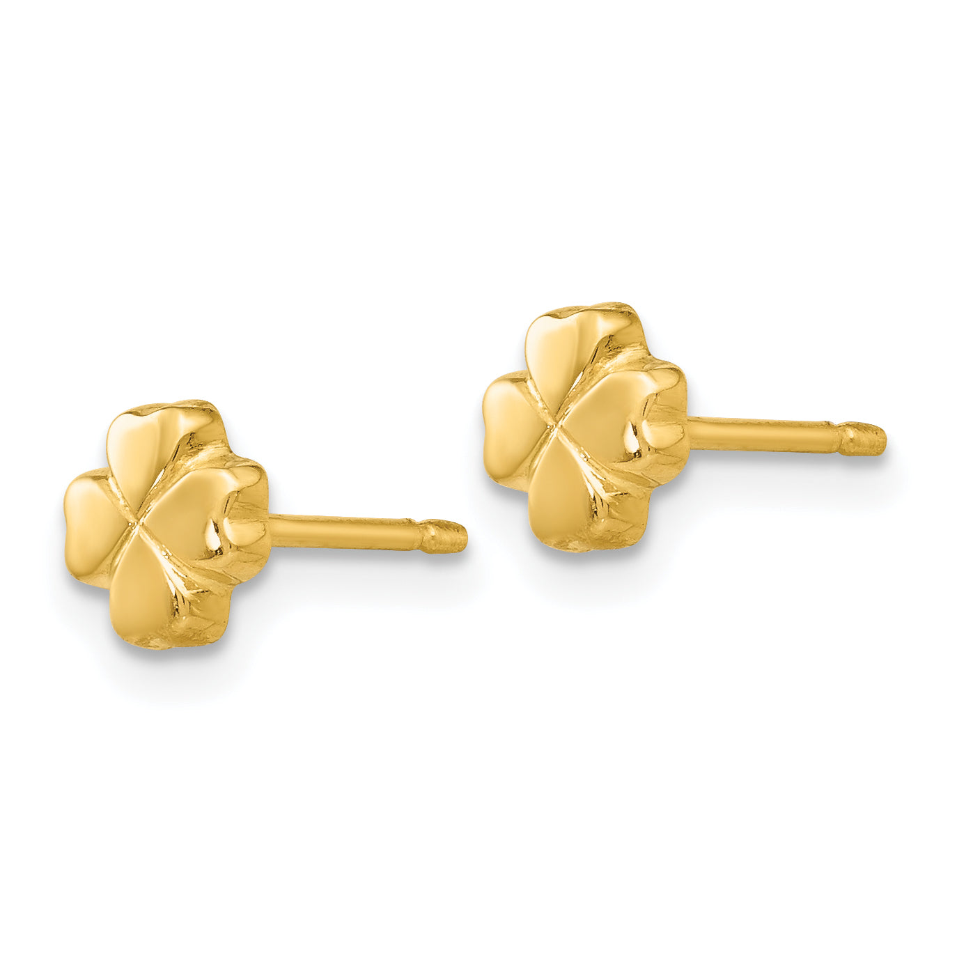 14k Polished 4-Leaf Clover Post Ear Secondary image
