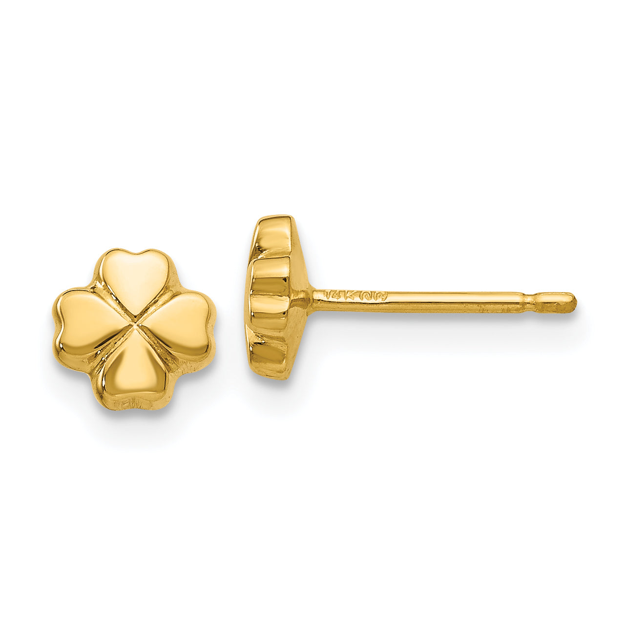 14k Polished 4-Leaf Clover Post Ear Main image