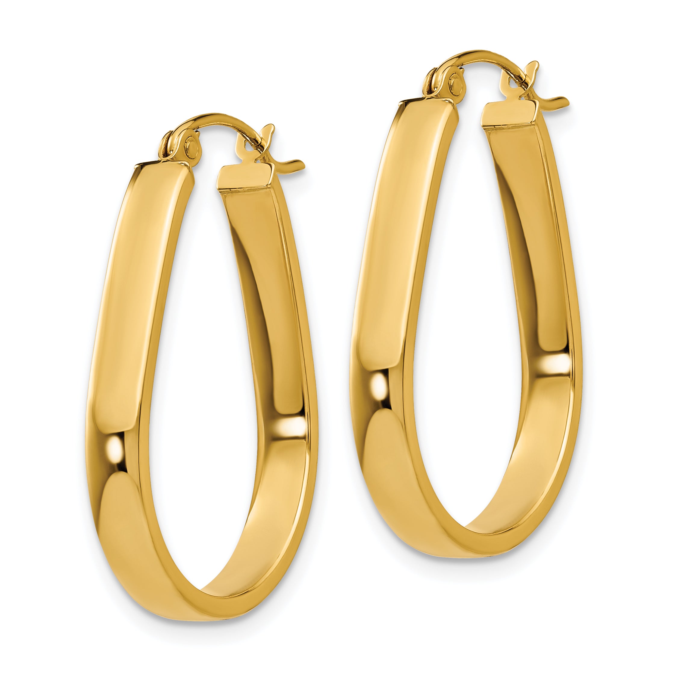 14k Polished 3.5mm Oval Hoop Earrings Secondary image