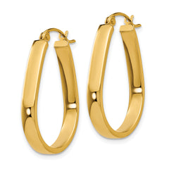 14k Polished 3.5mm Oval Hoop Earrings