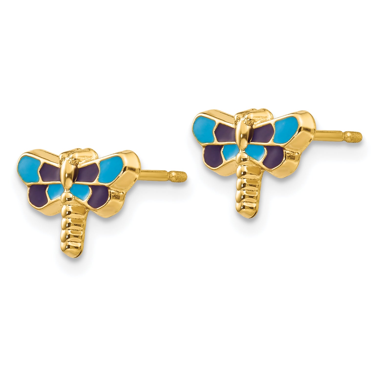14k Enameled Dragonfly Earrings Secondary image