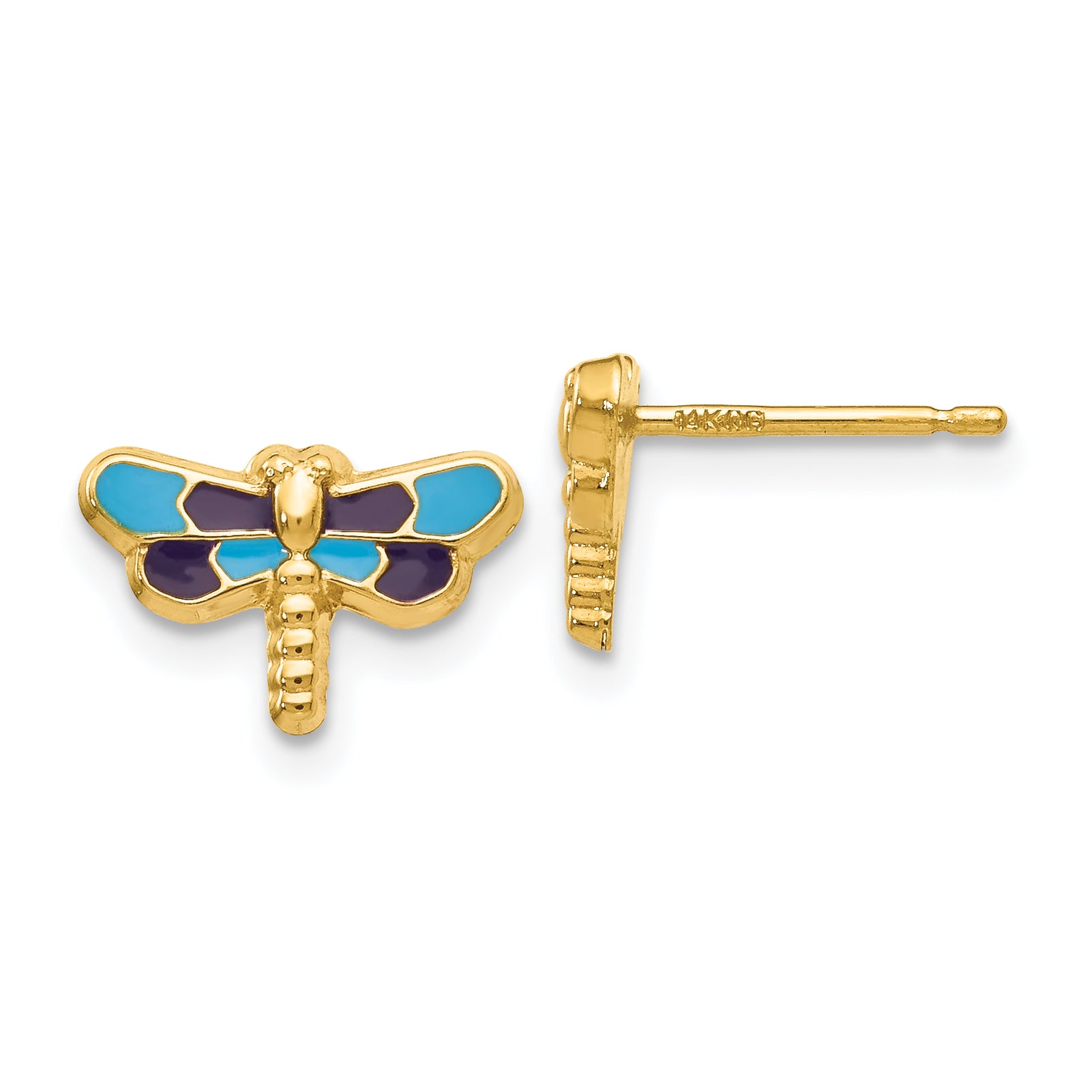14k Enameled Dragonfly Earrings Main image