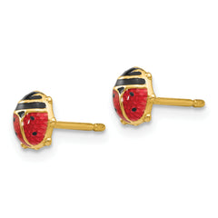 14k Enameled Ladybug Earrings