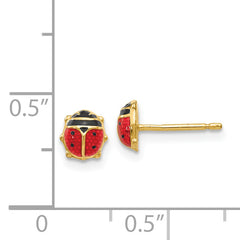 14k Enameled Ladybug Earrings