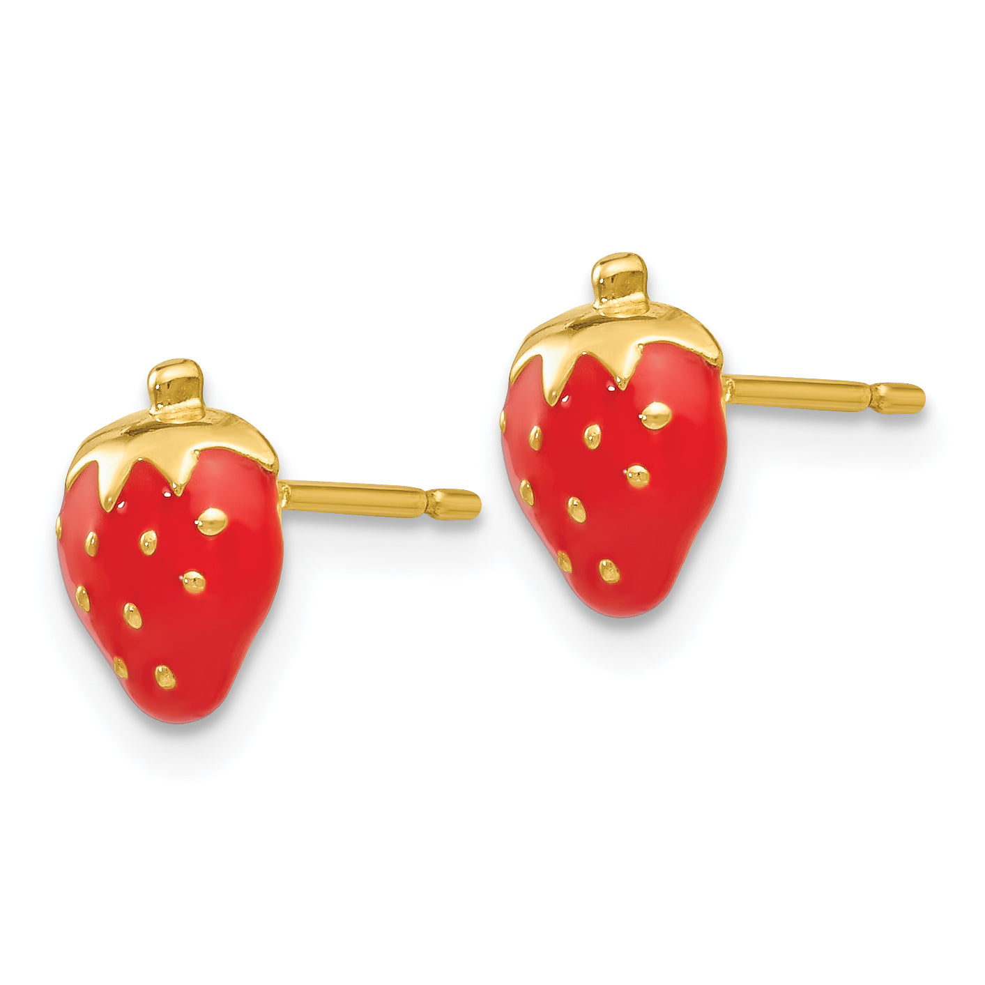 14k Enameled Strawberry Earrings Secondary image