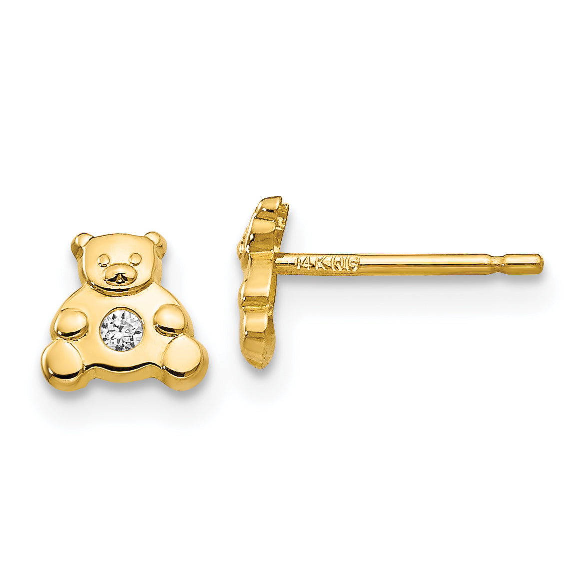 14k Bear with CZ Earrings Main image