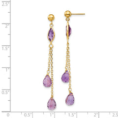 14k Amethyst Post Dangle Earrings