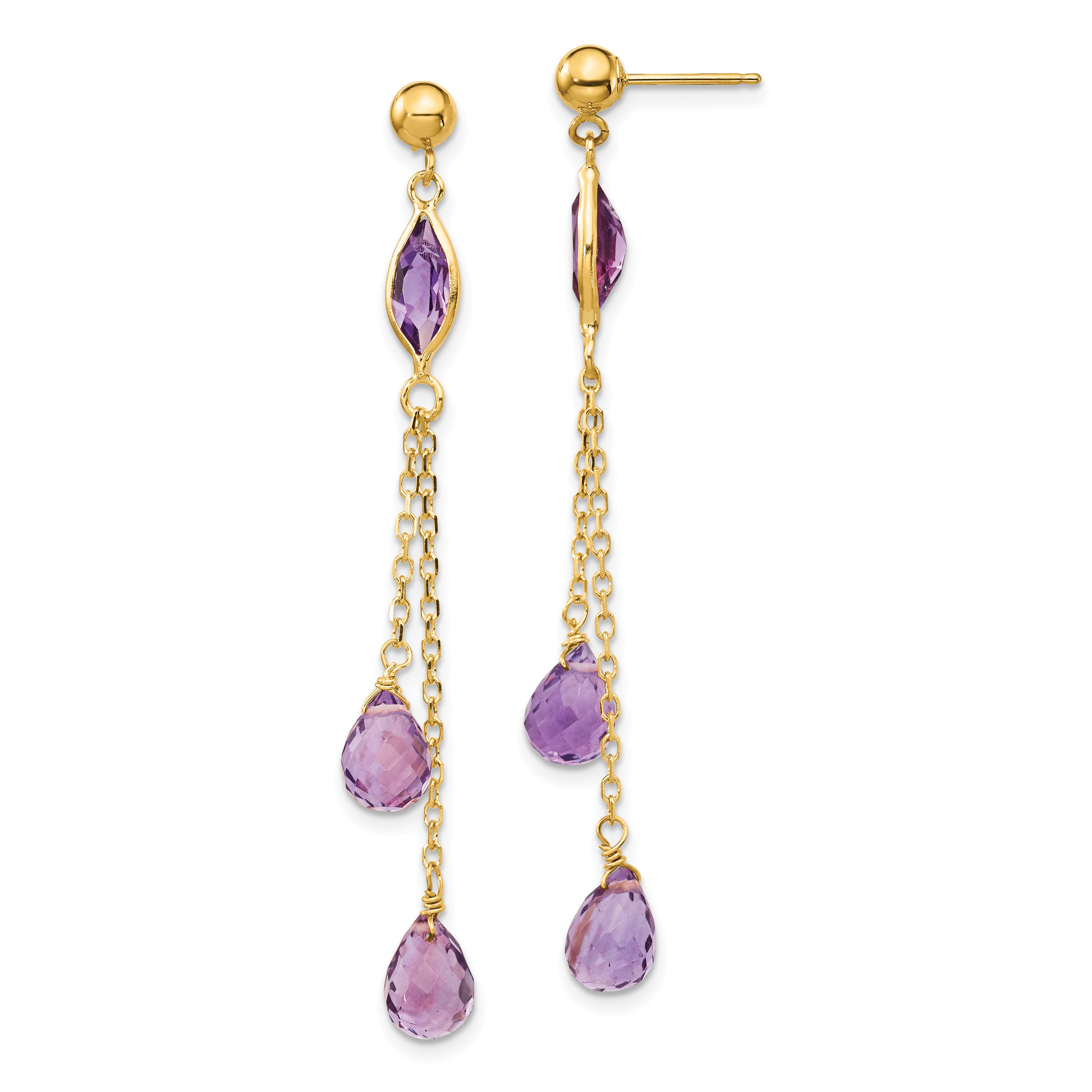 14k Amethyst Post Dangle Earrings Main image