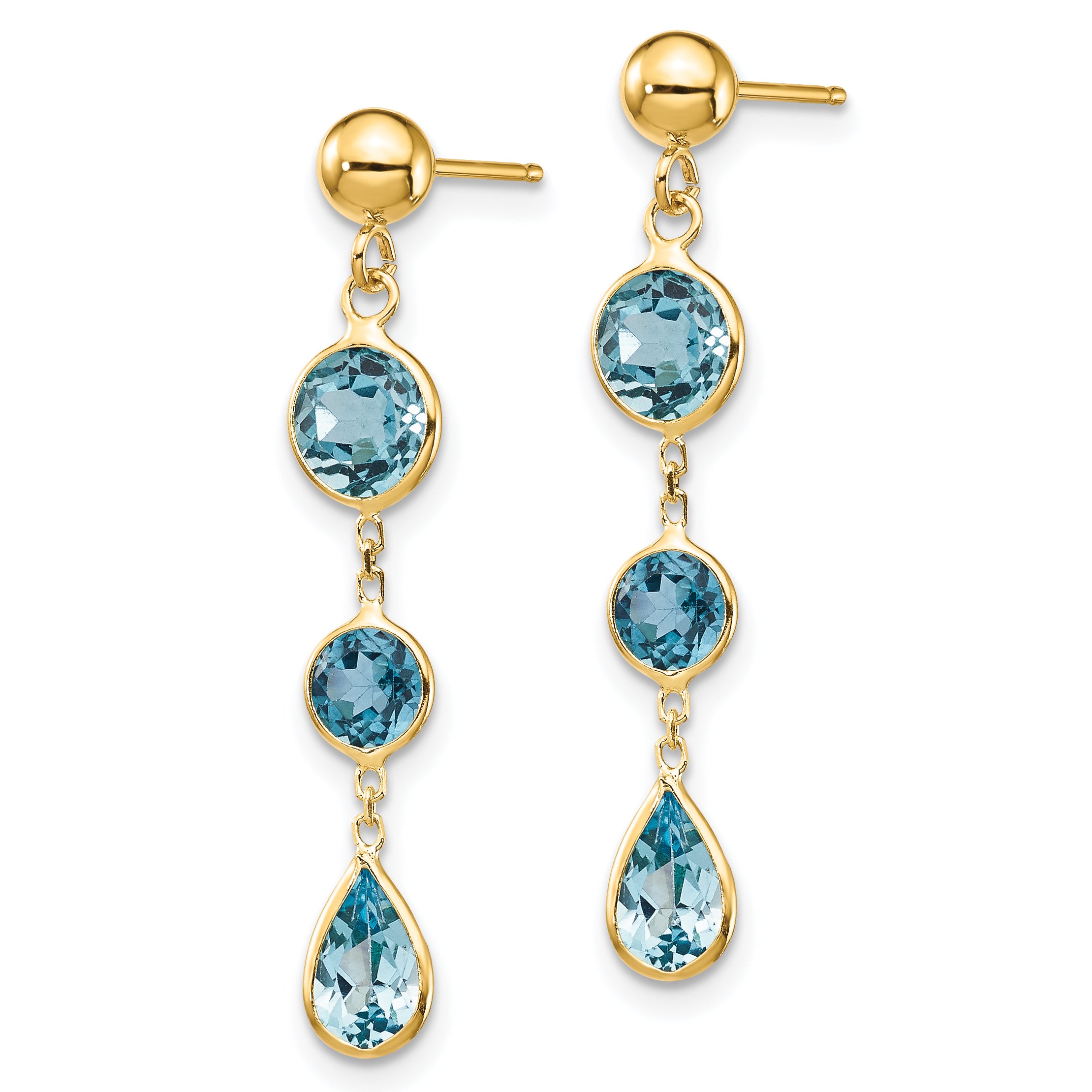 14k Blue Topaz Gemstone Dangle Earrings Secondary image