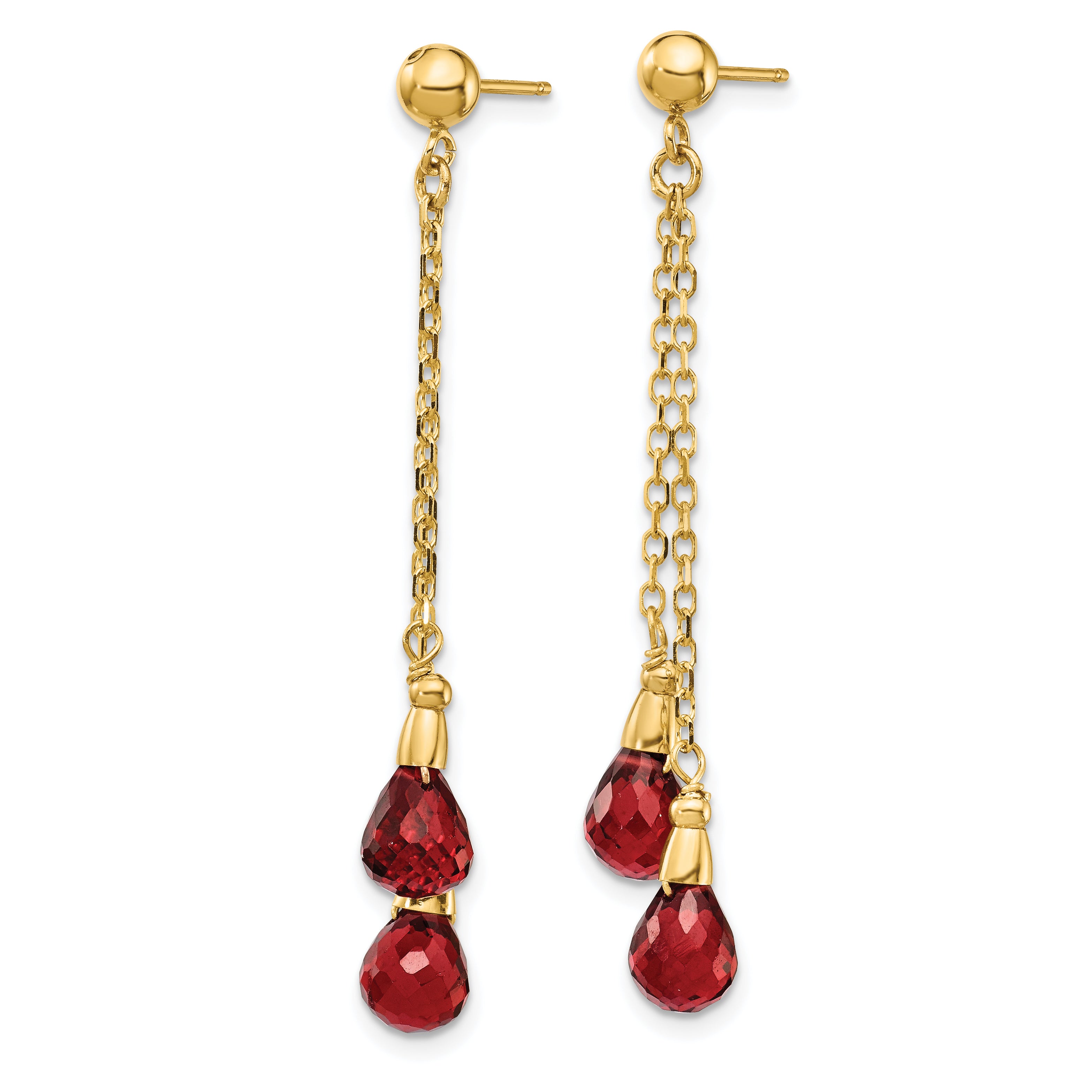 14k Garnet Dangle Earrings