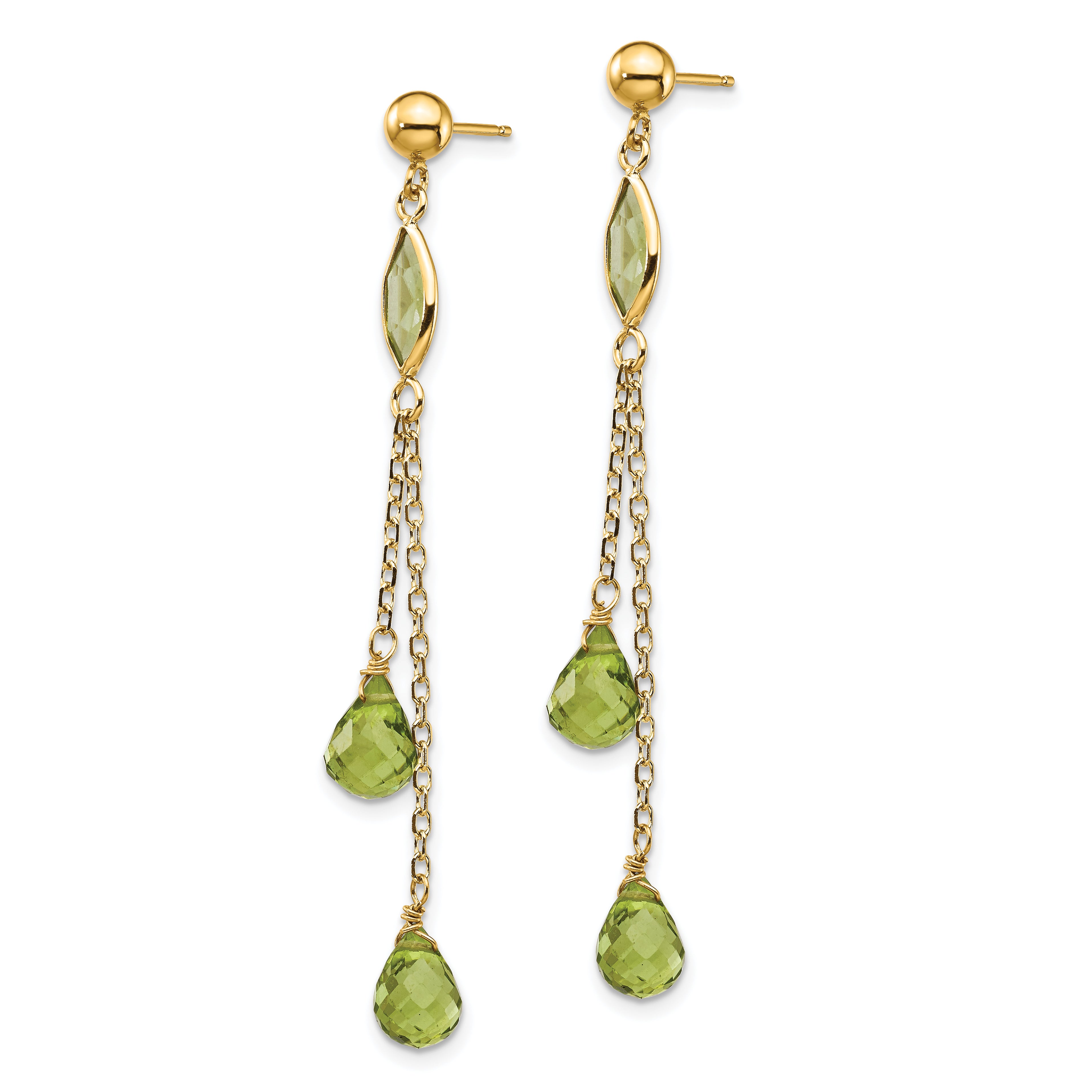 14k Peridot Dangle Earrings Secondary image