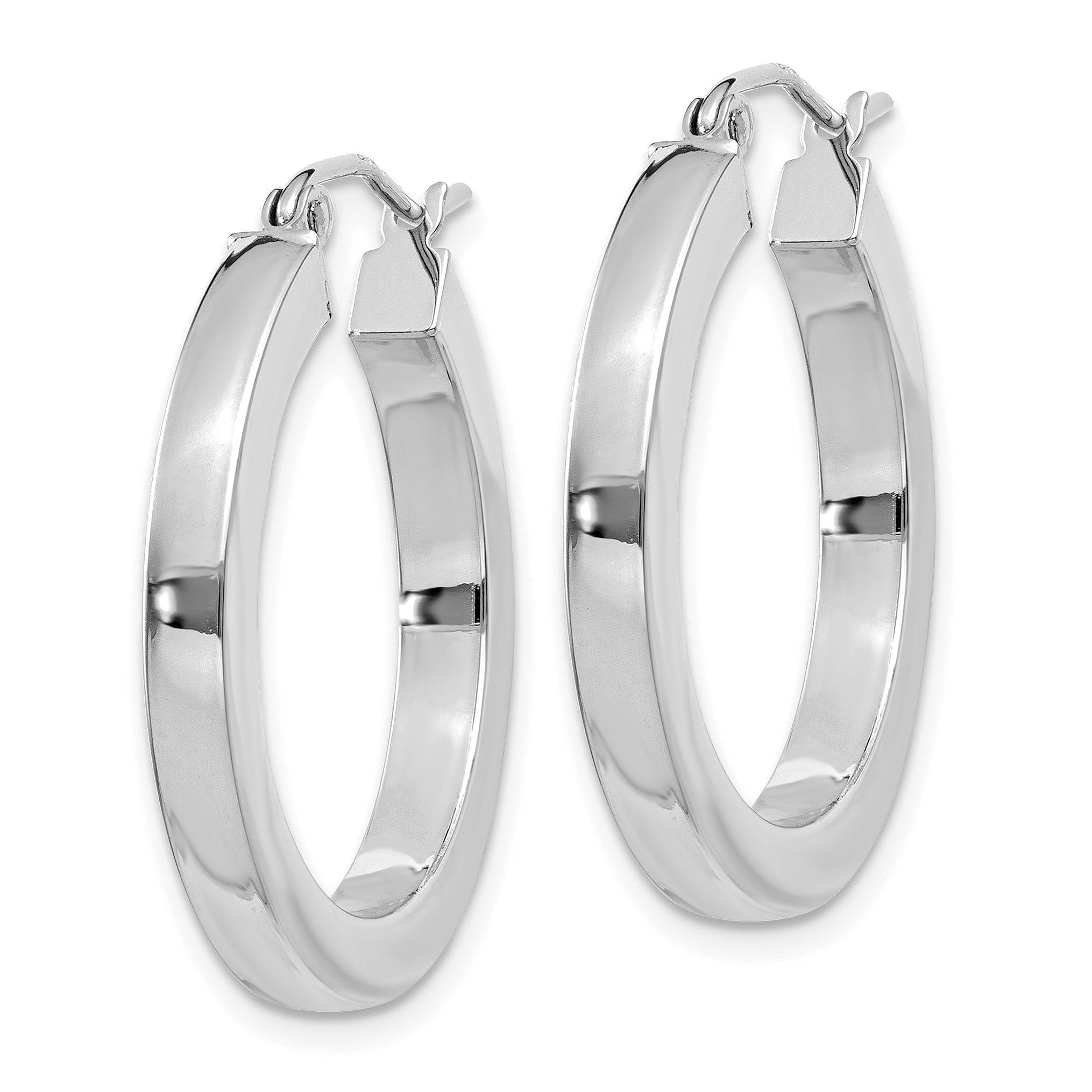 14k White Gold 3mm Polished Square Tube Hoop Earrings Secondary image
