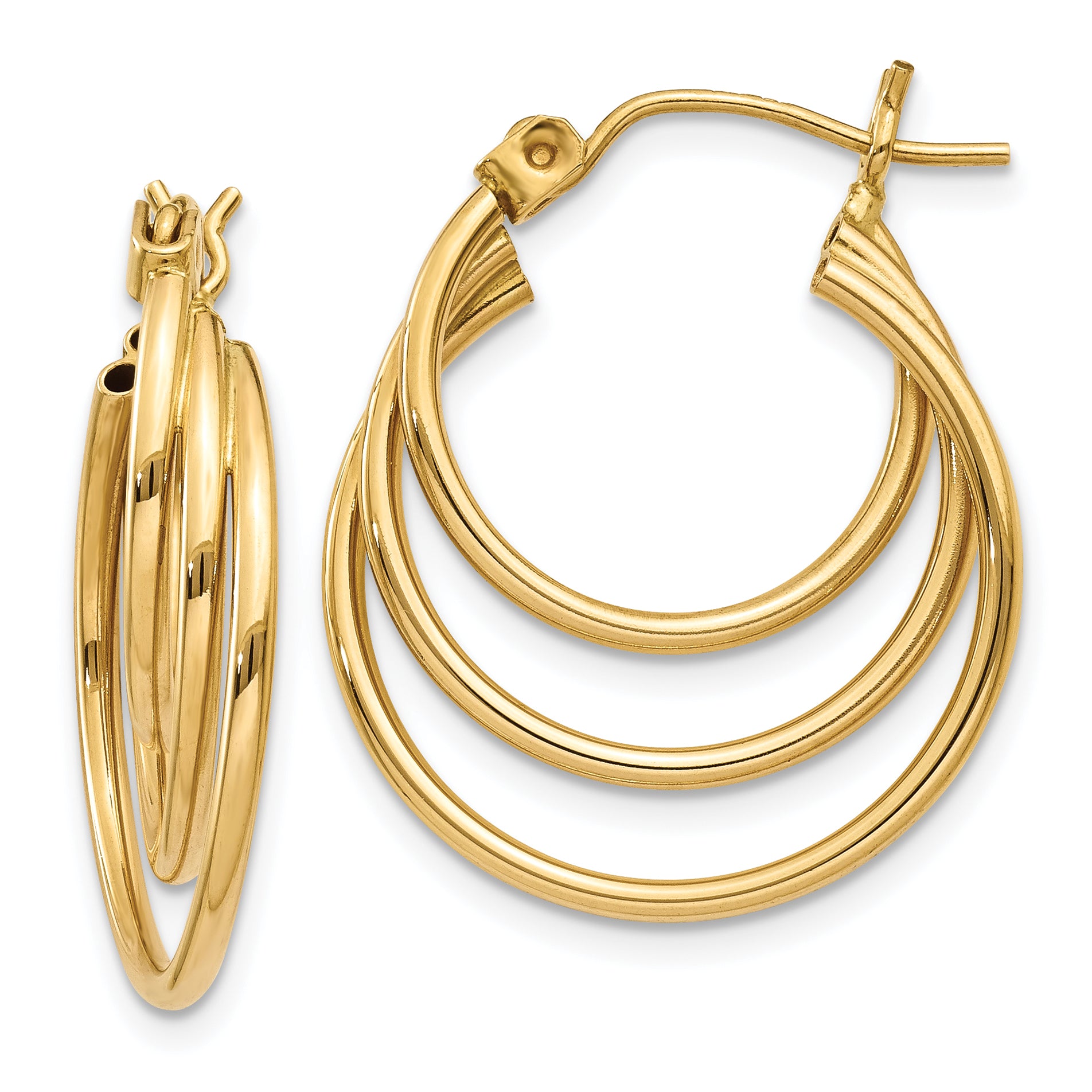 14k Triple Hoop Earrings Main image