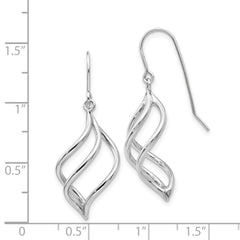 14K White Gold Swirl Dangle Earrings