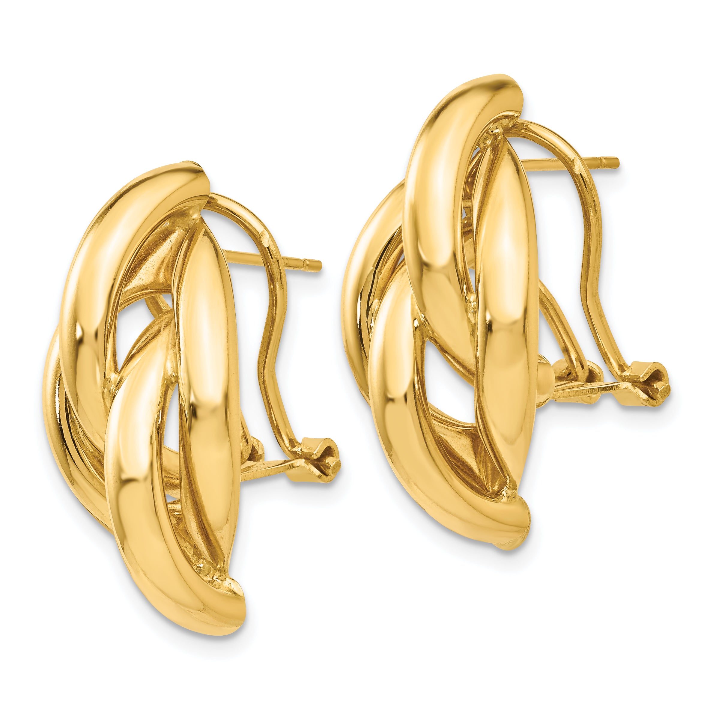 14k Swirl Omega Back Post Earrings