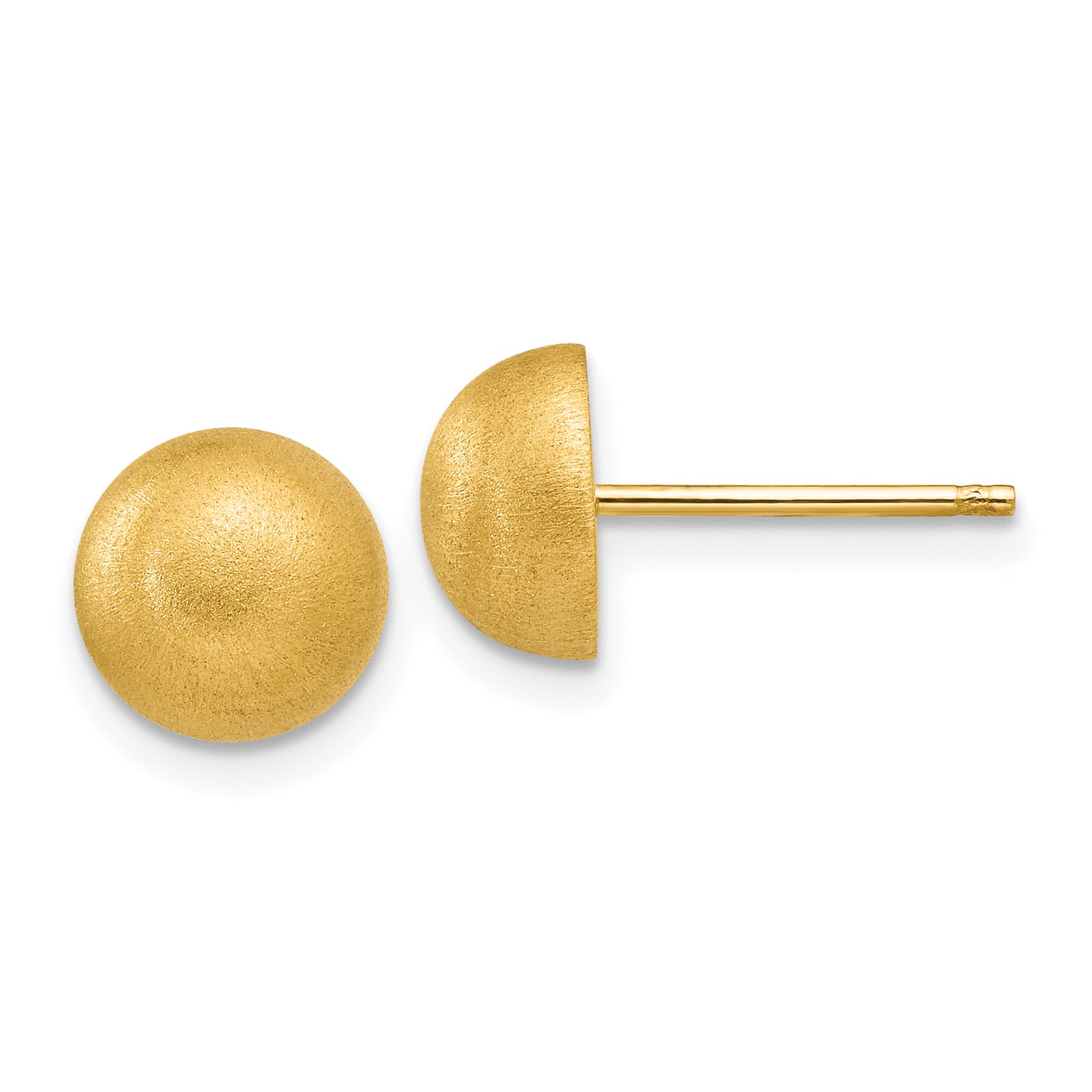 14k Hollow Satin 8.00mm Half Ball Post Earrings Main image